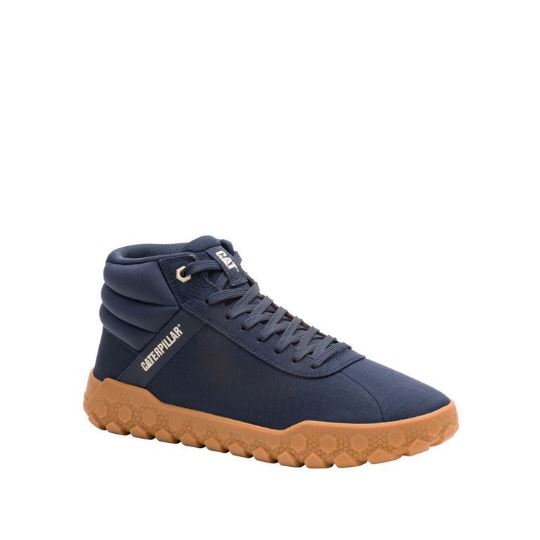 Zapatos Con Caña Hombre Hex Plus Mid Canvas Azul CAT