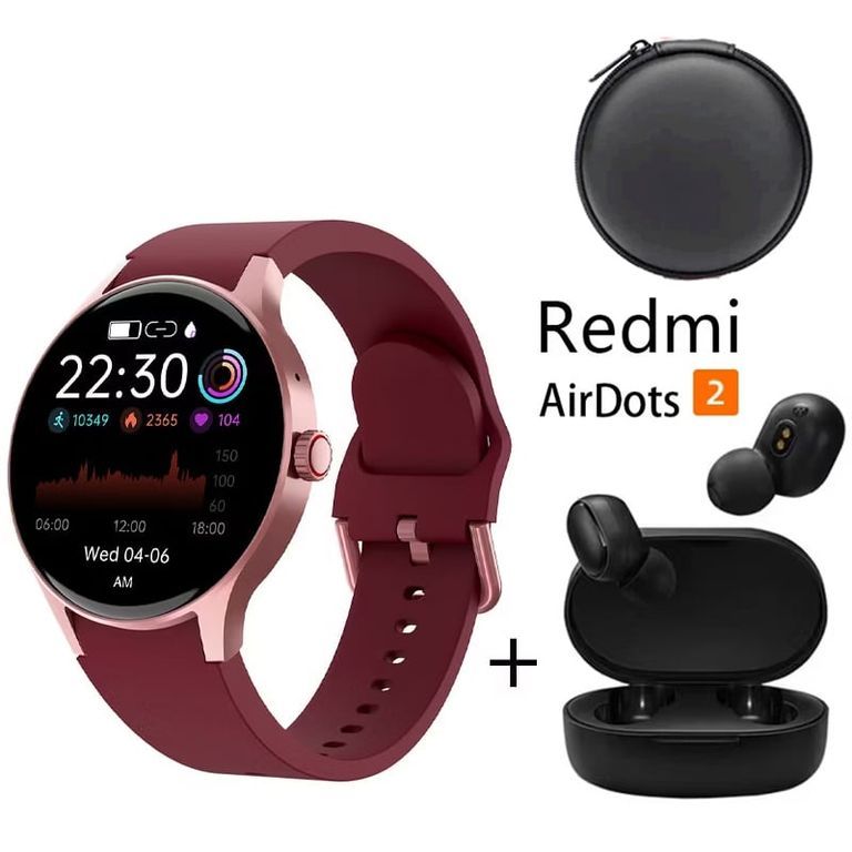 Smartwatch Y80-R y Audifonos Redmi AirDots 2 y Estuche