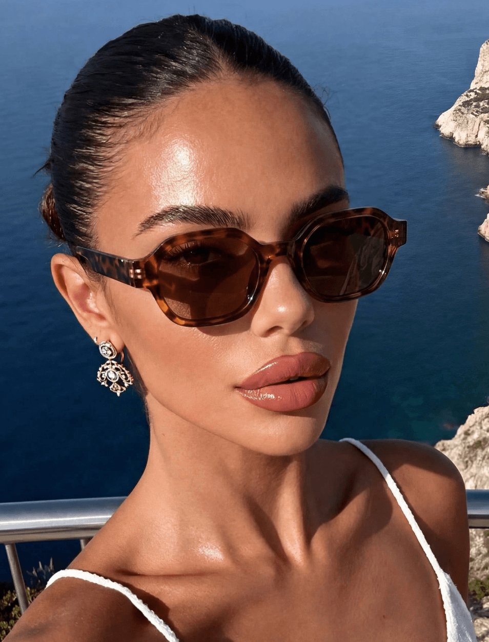 Lentes de sol cuadradas de leopardo 