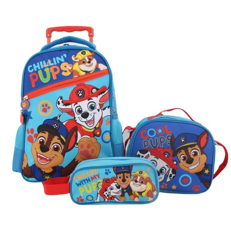 Set Escolar con Ruedas Paw Patrol Niño 3 Piezas