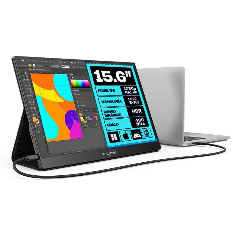 Monitor portátil 15.6 Tecmiyo IPS Full HD USB-C HDMI FreeSync HDR10 60Hz