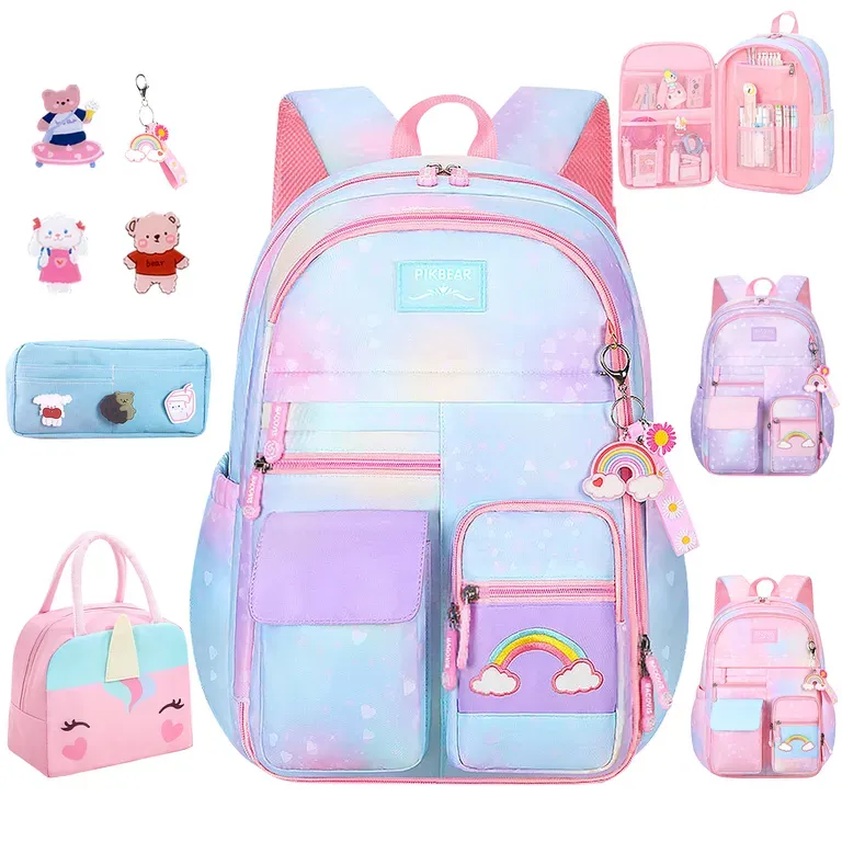 Mochila Infantil Para Niña Escolar Unicornio Lonchera Y Estuche
