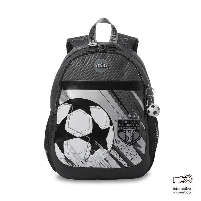 Mochila Escolar Totto para Niño Champion Mediano  Gris
