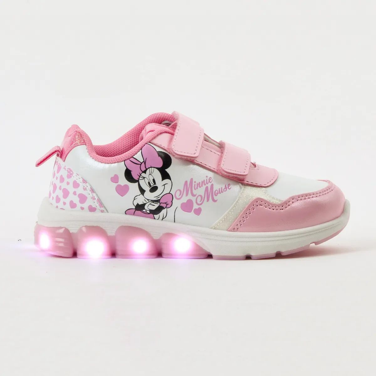 Zapatos Luces Niña Corazones Minnie Rosado | Disney