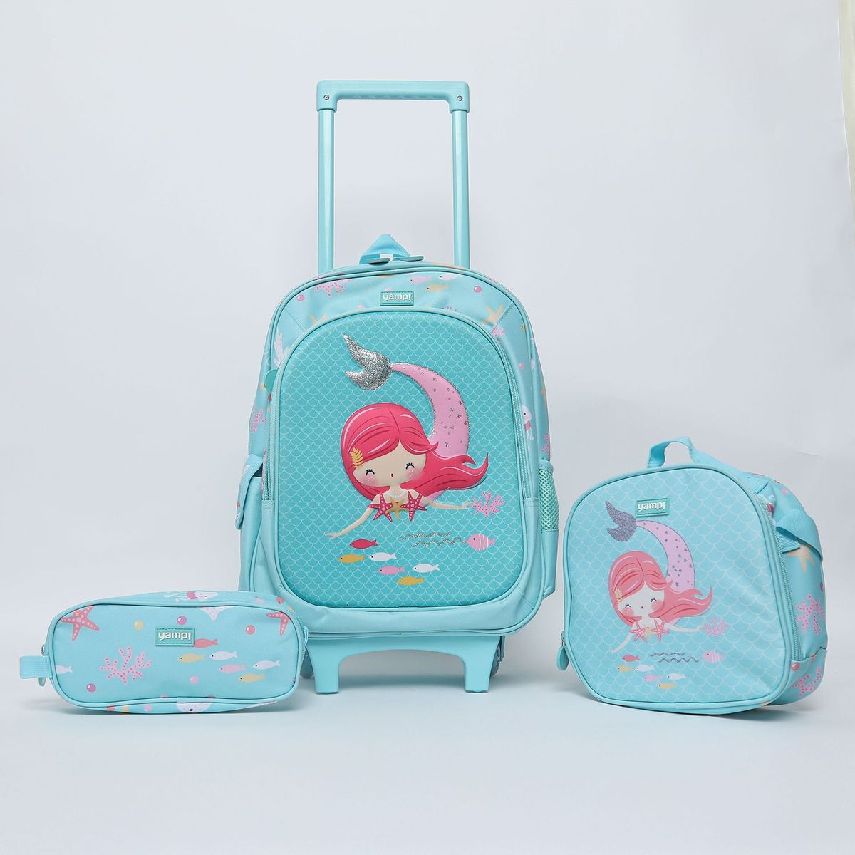 Pack Escolar Mochila con rueditas + Lonchera + Estuche Yamp