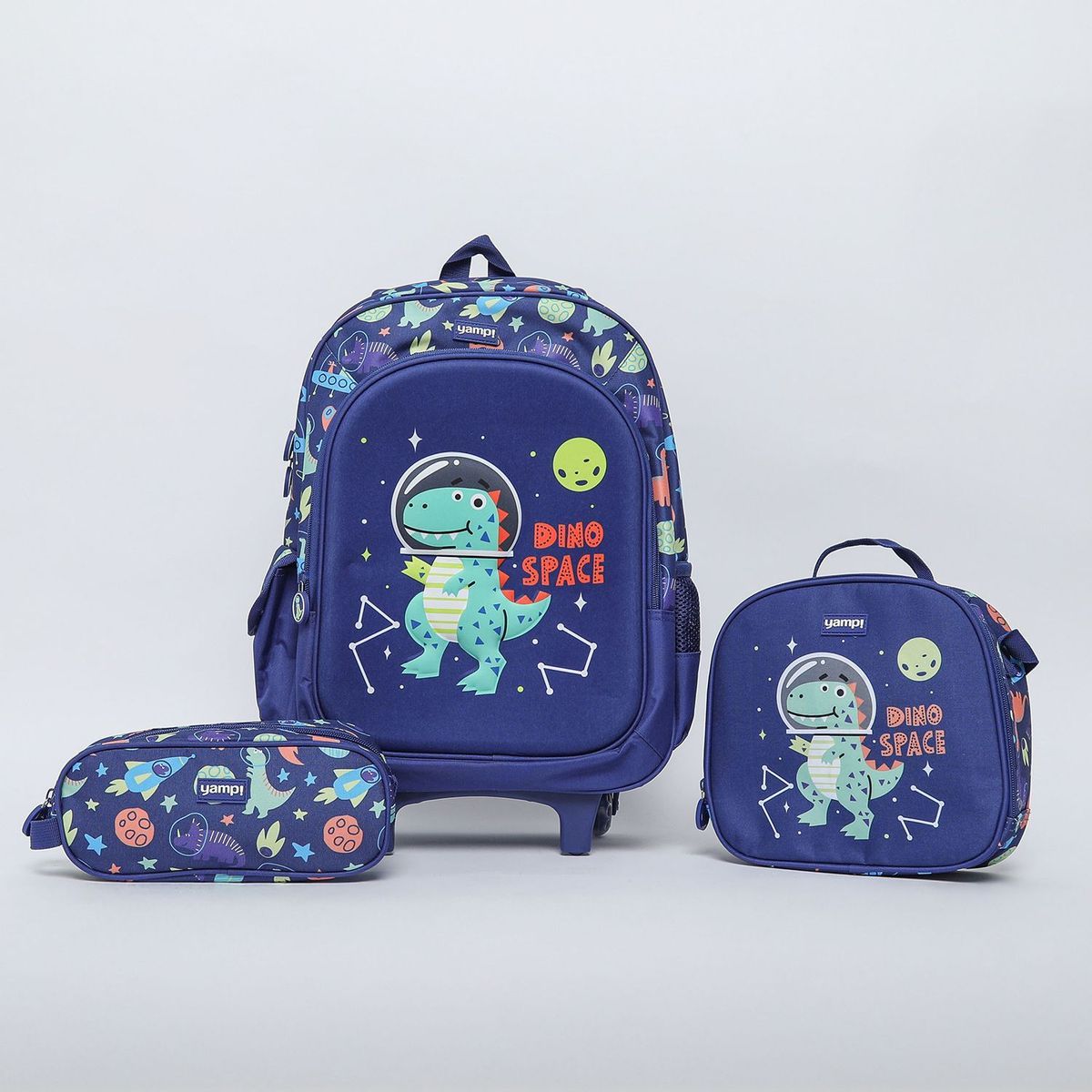 Pack Escolar Mochila con rueditas + Lonchera + Estuche